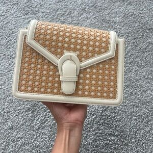 Elegant Tan and Cream Woven Women's Bag